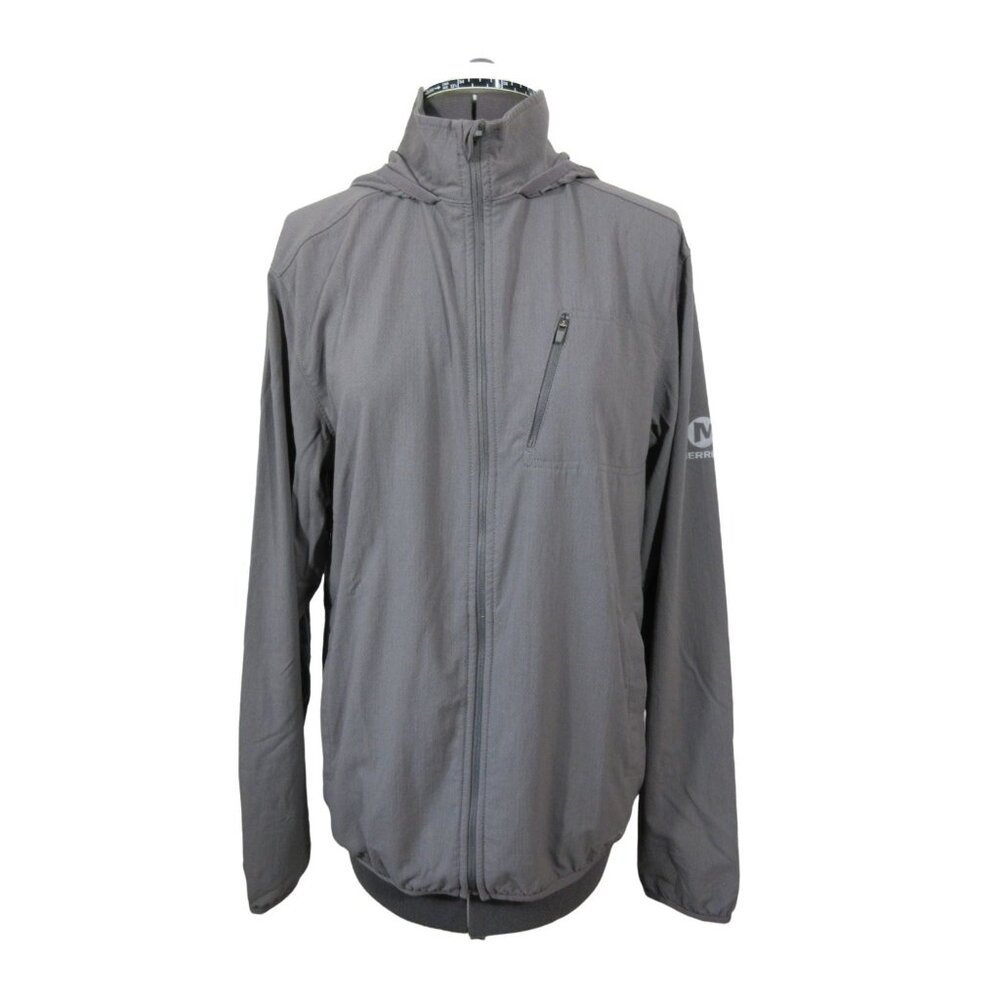 Merrell men's gray‎ Transcend hooded full zip softshell running jacket S